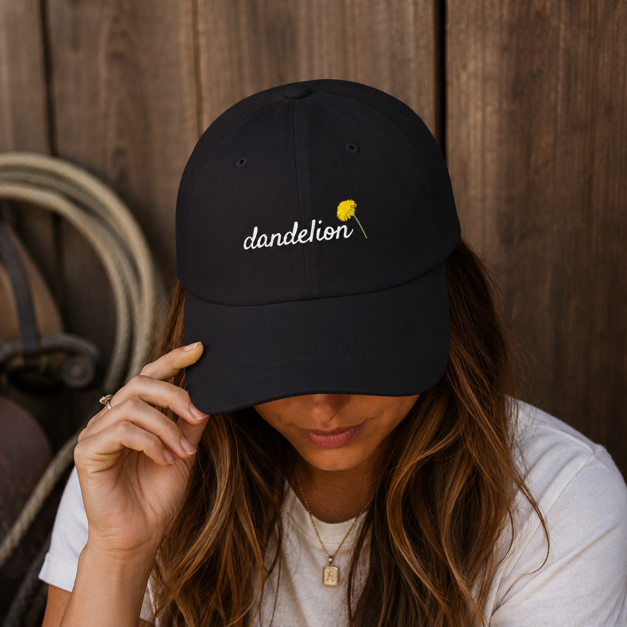 Dandelion Embroidered Dad Hat