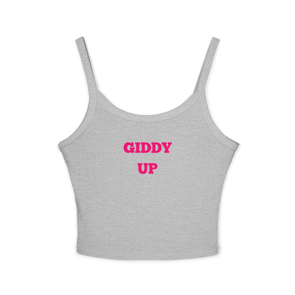 Giddy Up Crop Tank Top — Women's Spaghetti-Strap Graphic Tank