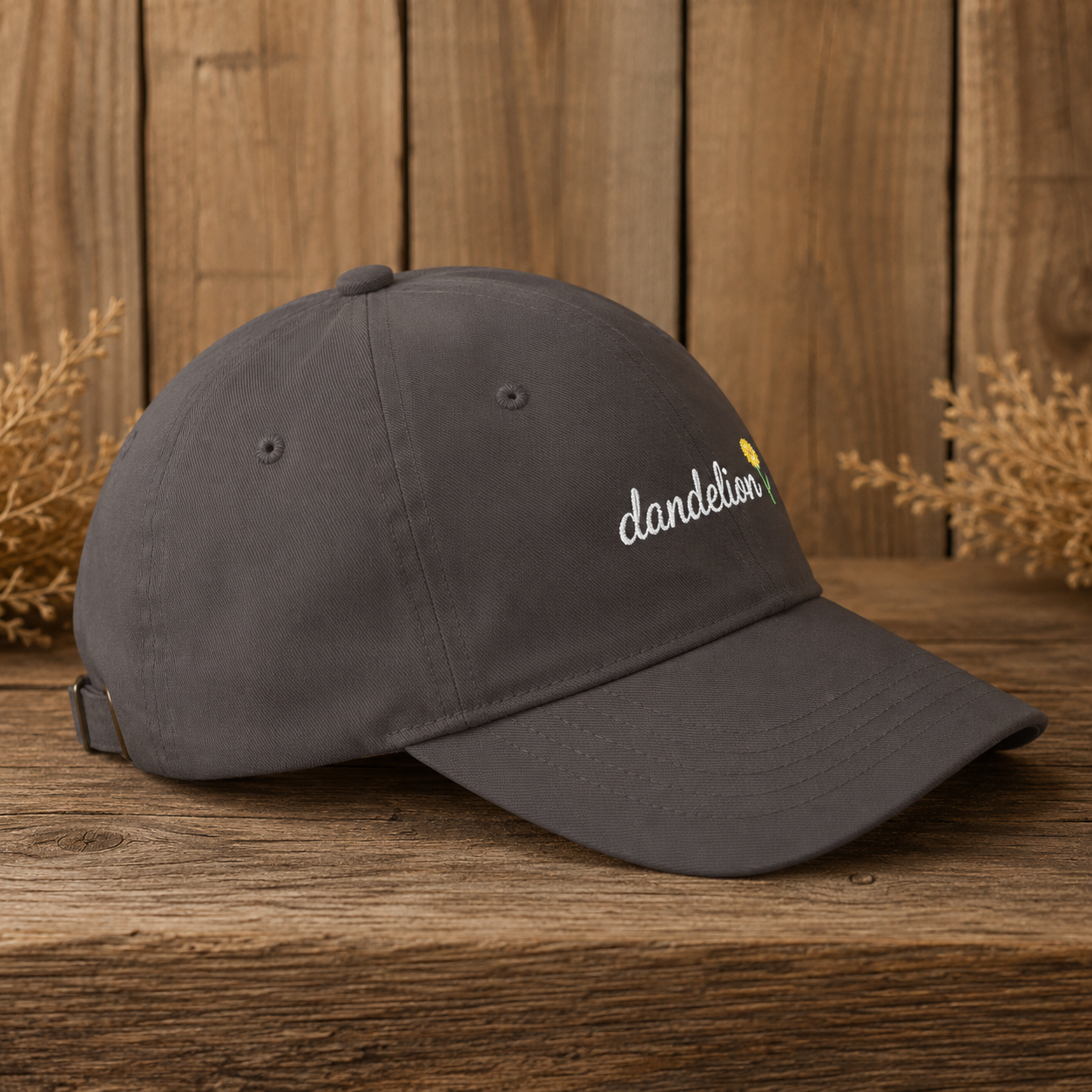 Dandelion Embroidered Dad Hat