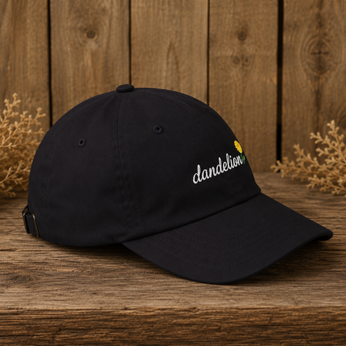 Dandelion Embroidered Dad Hat