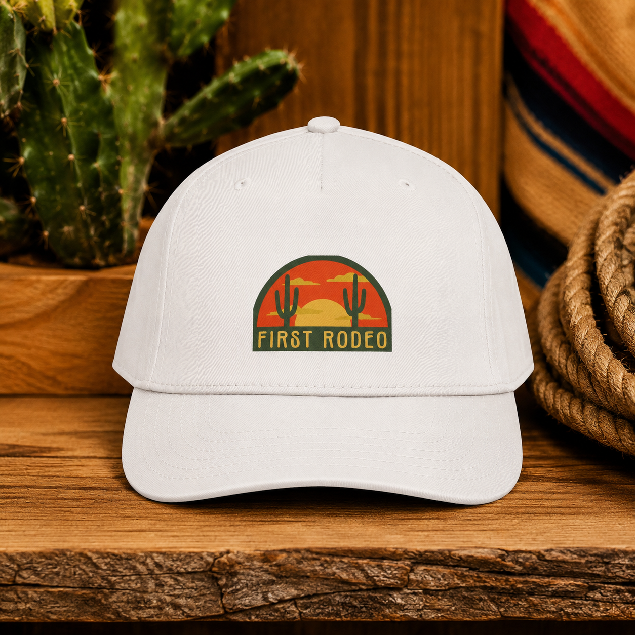First Rodeo Desert Sunset Cactus Snapback Hat