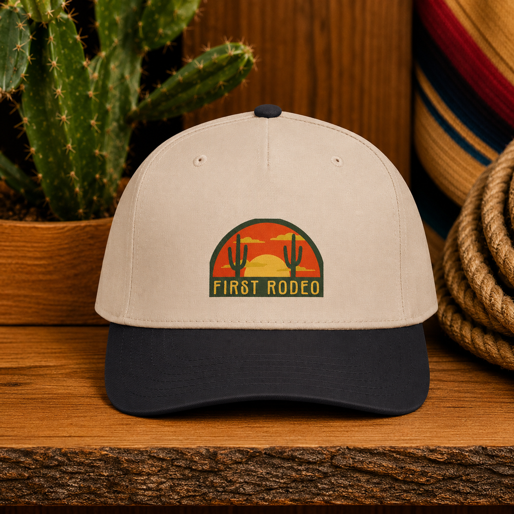 First Rodeo Desert Sunset Cactus Snapback Hat