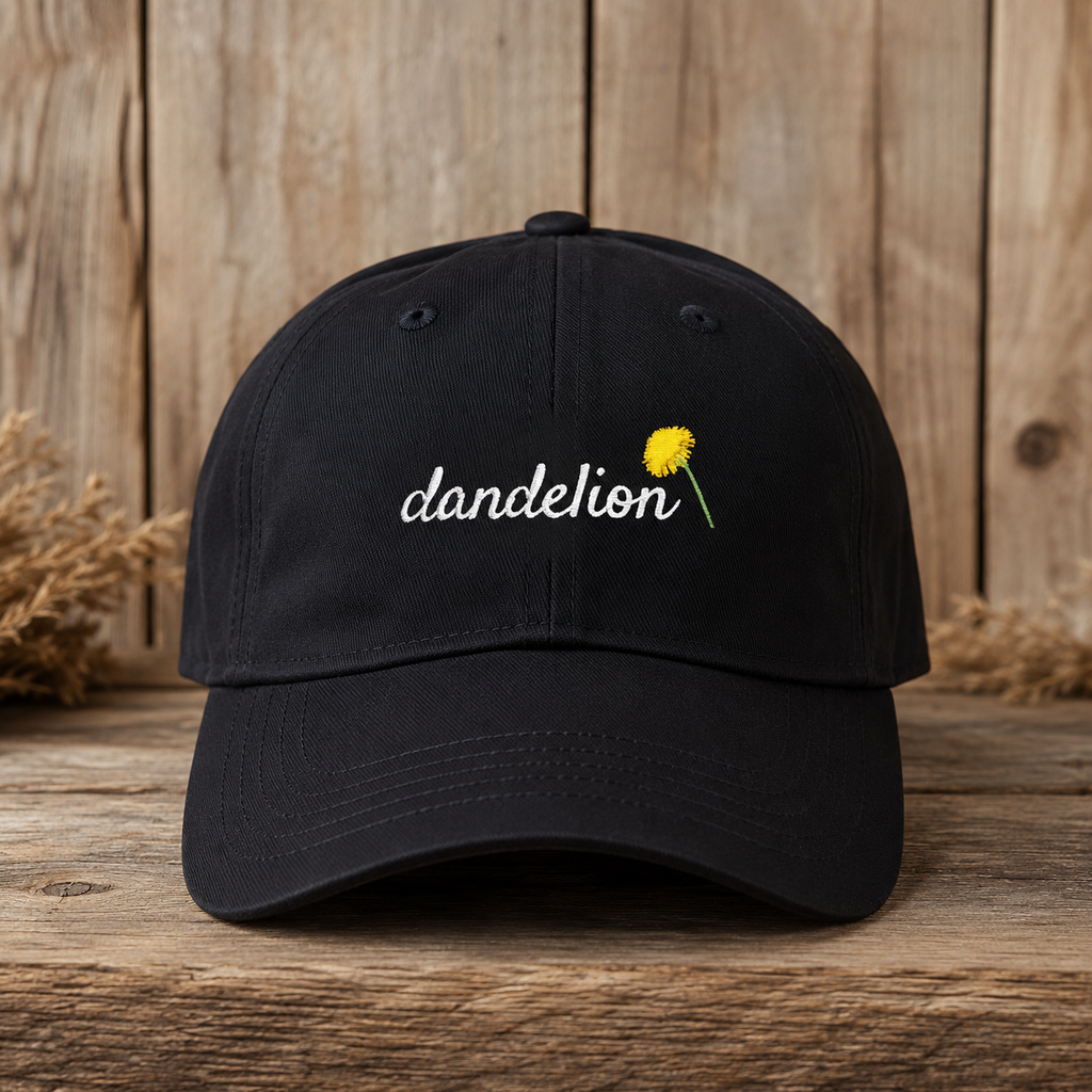 Dandelion Embroidered Dad Hat