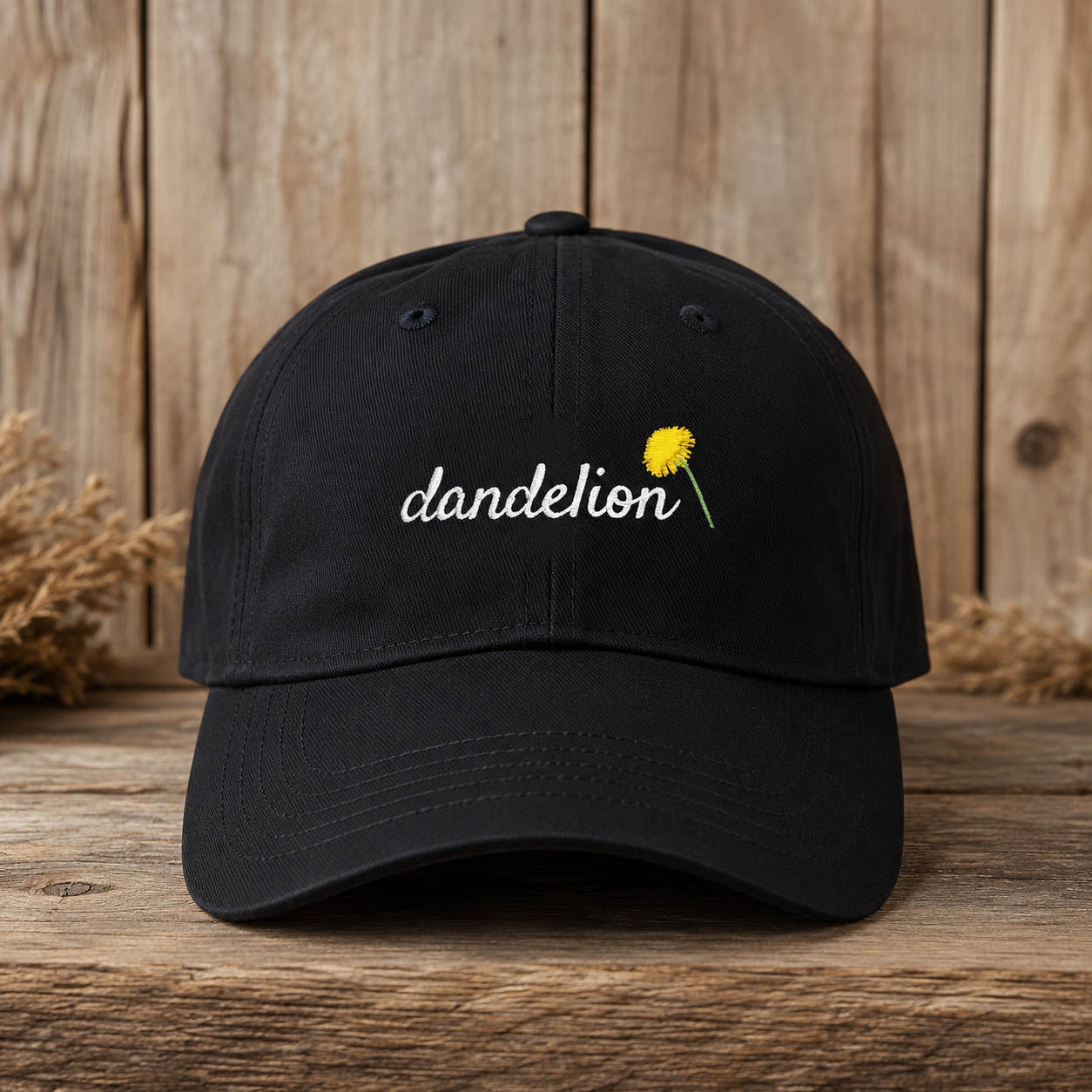 Dandelion Embroidered Dad Hat