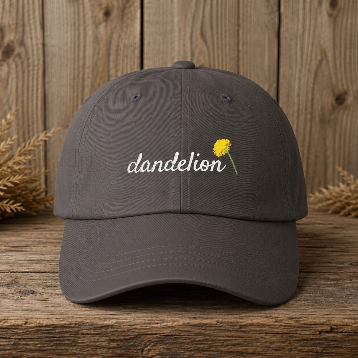 Dandelion Embroidered Dad Hat