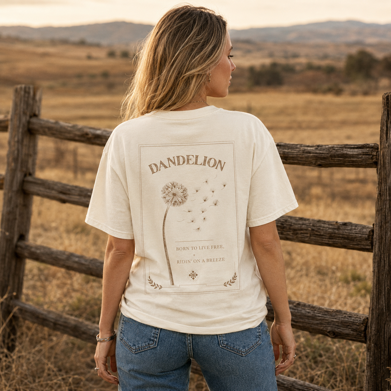 Dandelion "Born to Live Free" Graphic T-Shirt