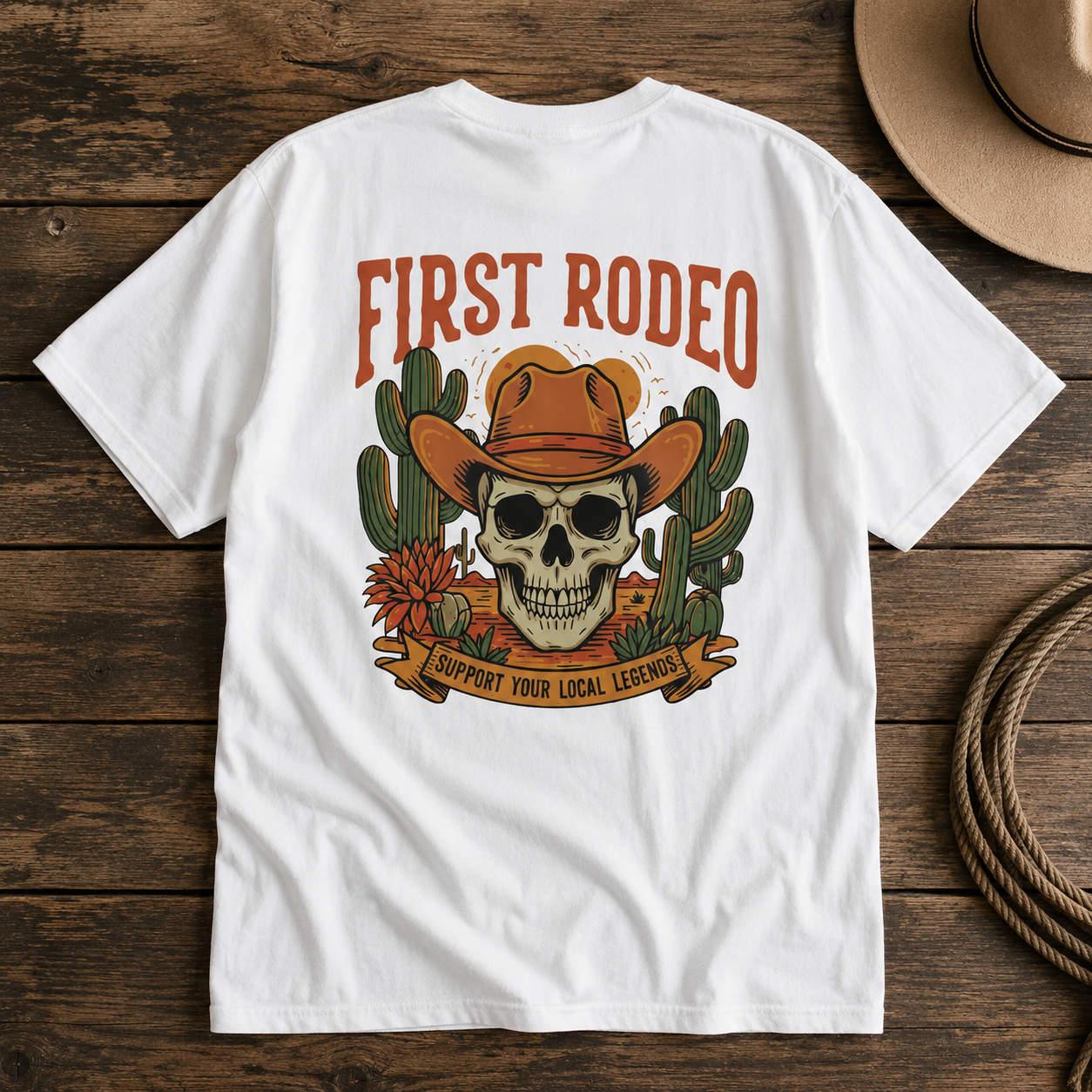 First Rodeo Skull T-Shirt – Western Cowboy Graphic Tee