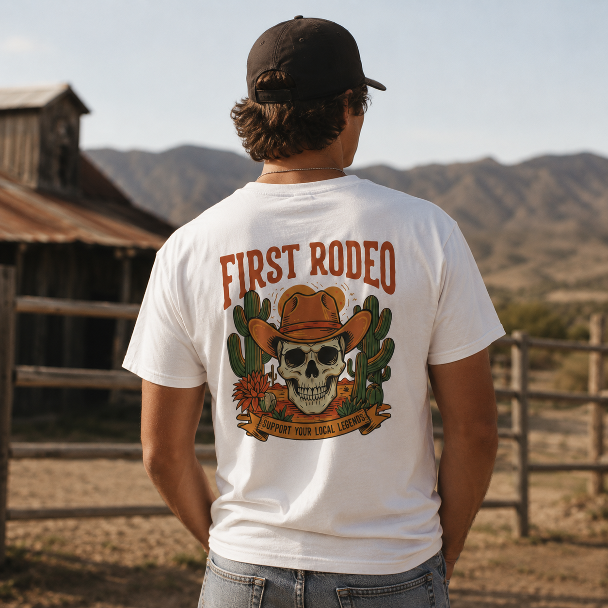 First Rodeo Skull T-Shirt – Western Cowboy Graphic Tee