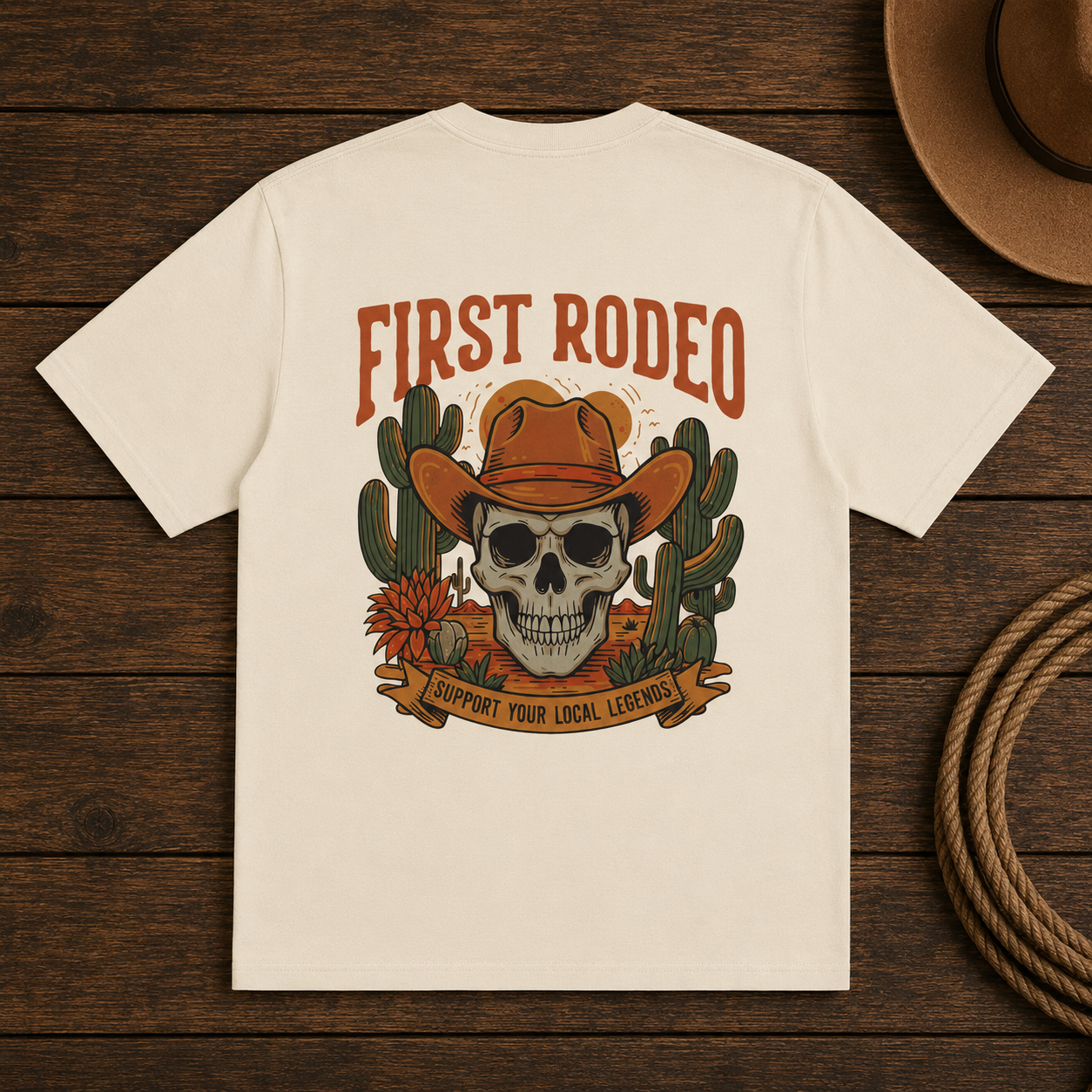 First Rodeo Skull T-Shirt – Western Cowboy Graphic Tee