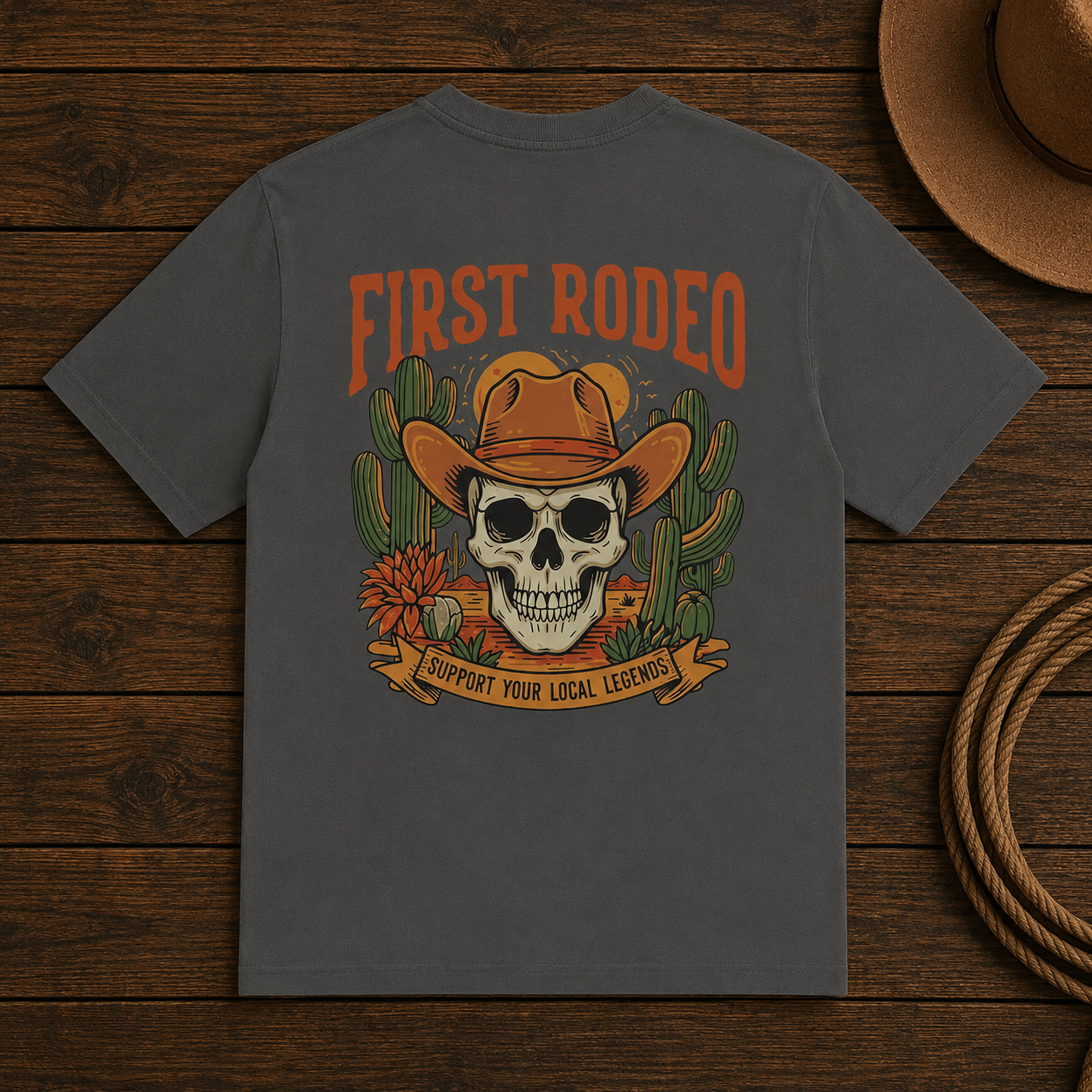 First Rodeo Skull T-Shirt – Western Cowboy Graphic Tee