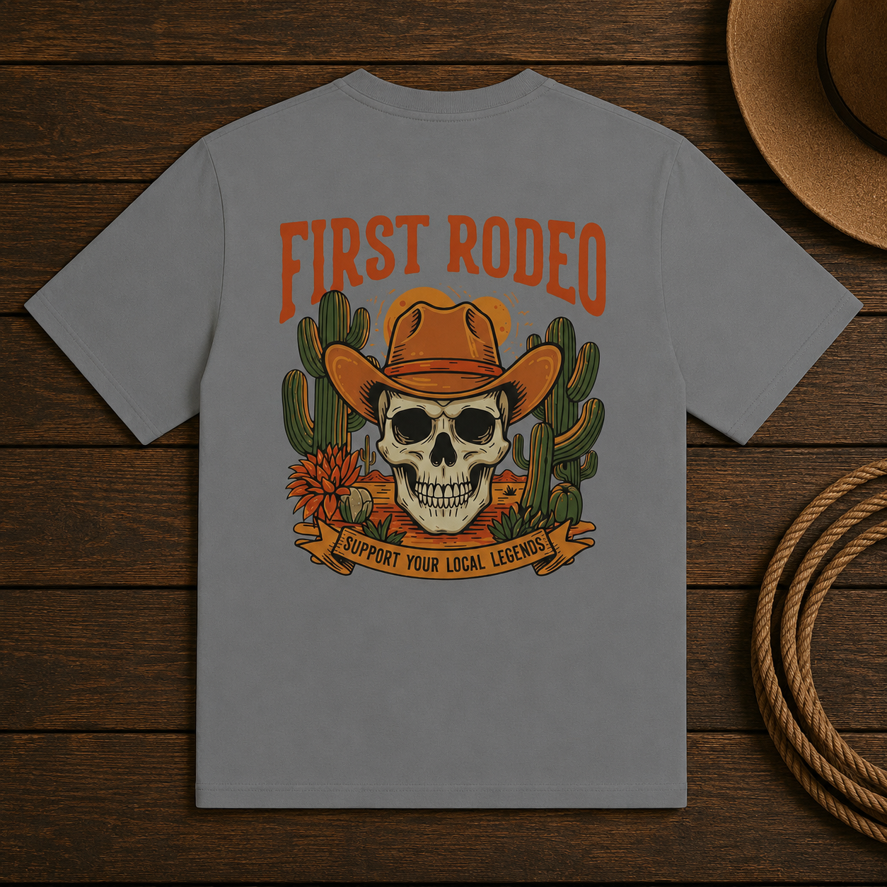 First Rodeo Skull T-Shirt – Western Cowboy Graphic Tee