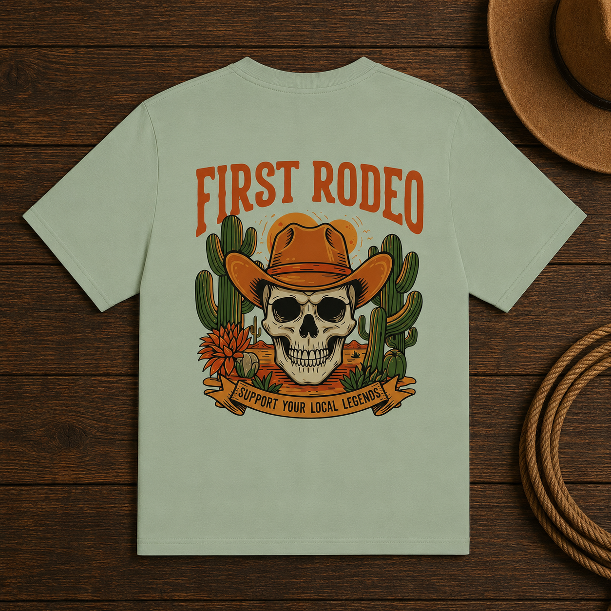 First Rodeo Skull T-Shirt – Western Cowboy Graphic Tee