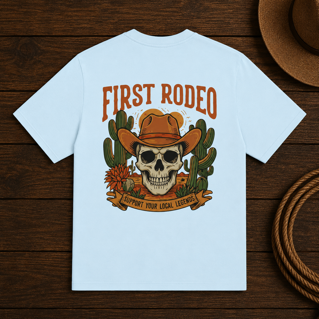 First Rodeo Skull T-Shirt – Western Cowboy Graphic Tee