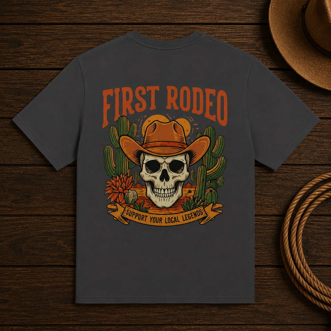 First Rodeo Skull T-Shirt – Western Cowboy Graphic Tee