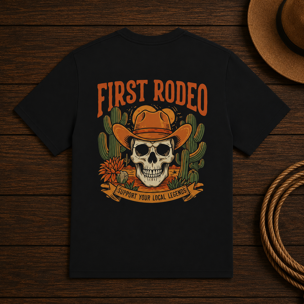 First Rodeo Skull T-Shirt – Western Cowboy Graphic Tee