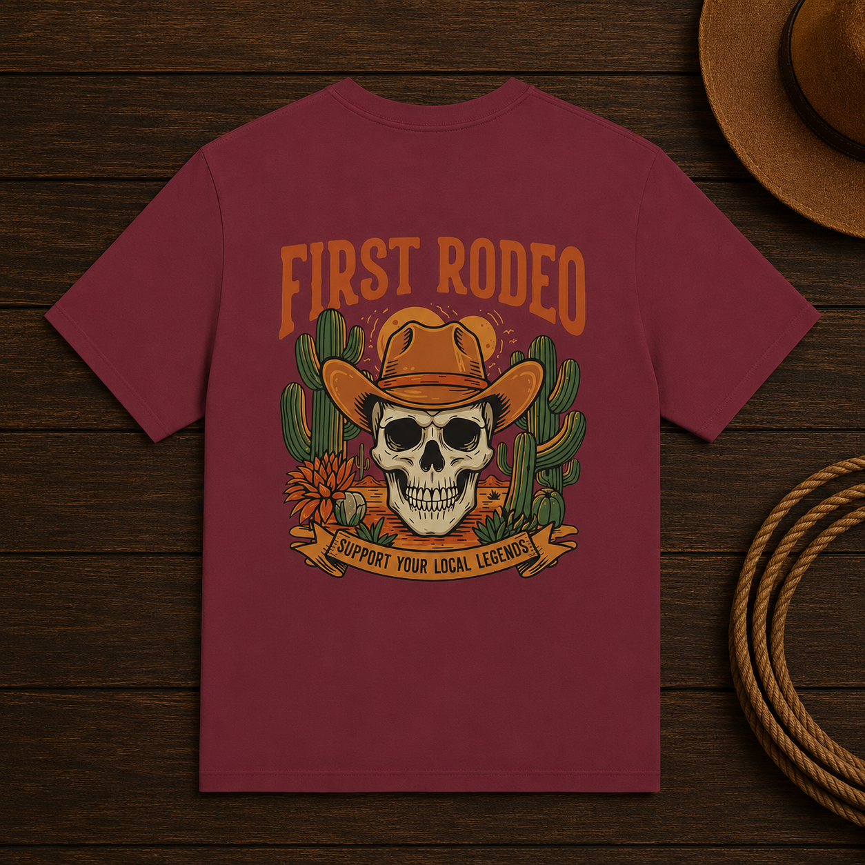First Rodeo Skull T-Shirt – Western Cowboy Graphic Tee