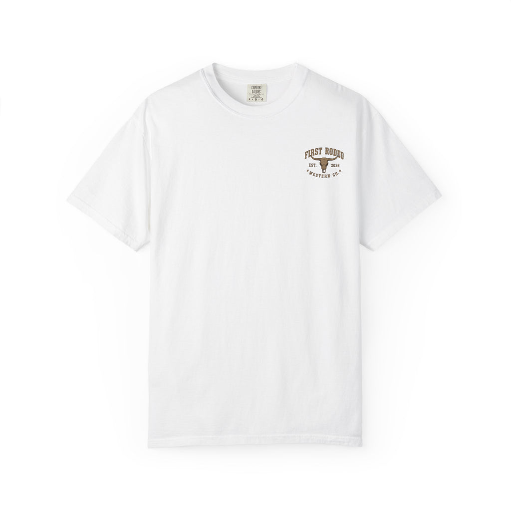 Show your western pride with the Support Your Local Legends T-Shirt by First Rodeo. Featuring a vintage cowboy skull graphic, desert-inspired artwork, and premium comfort, it's perfect for rodeos, country concerts, and everyday western style.